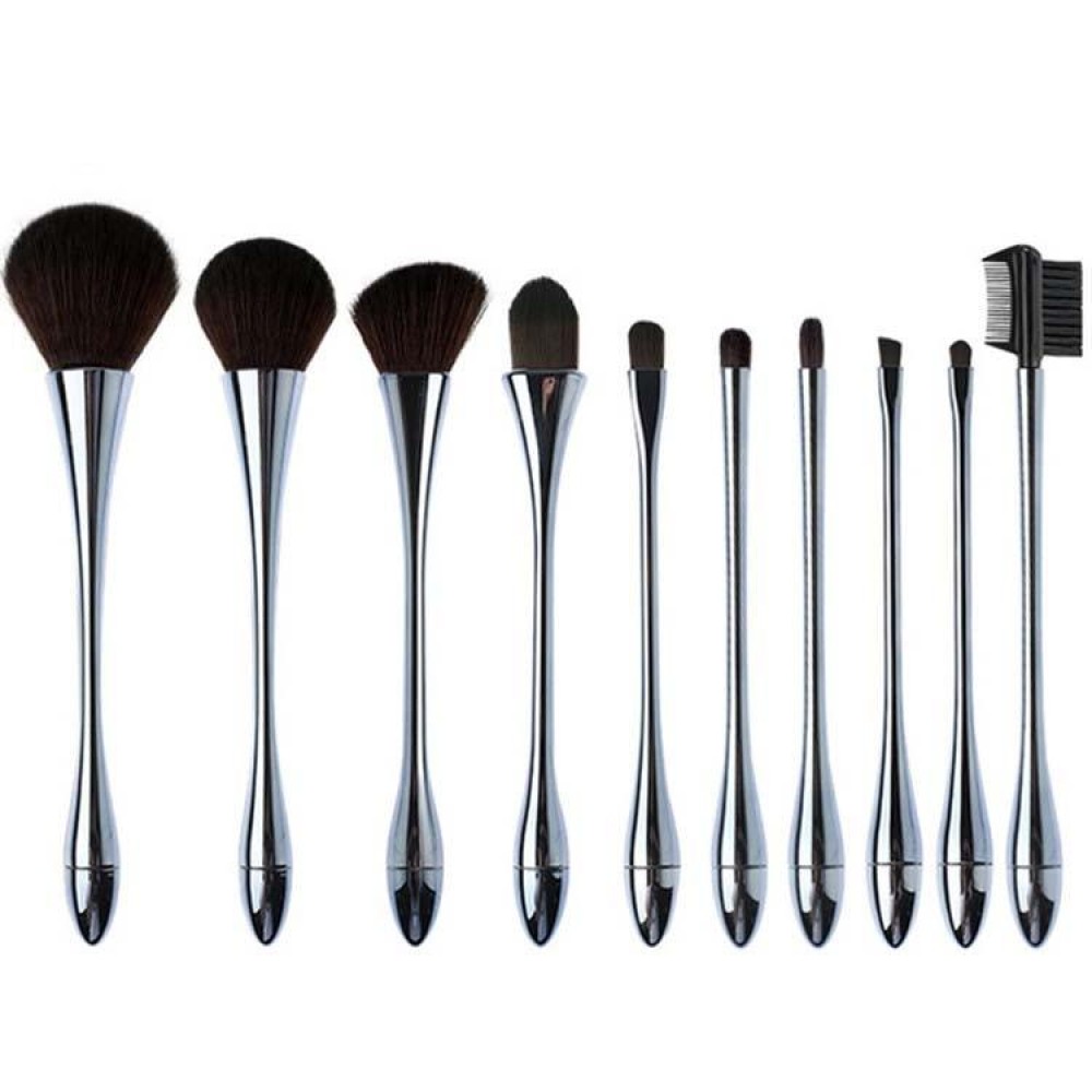 10 In 1 Small Waist Goblet Makeup Brush Set Beauty Tools(Silver)