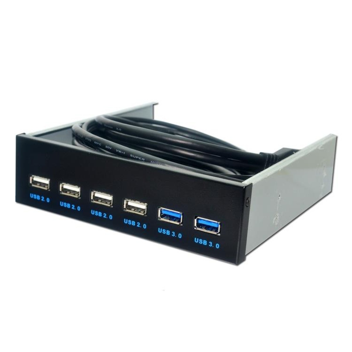 6 Ports 5.25 Inch Floppy Bay Front Panel With Power Adapter USB Hub Spilitter 2 Ports USB 3.0 + 4 Ports USB 2.0