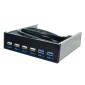 6 Ports 5.25 Inch Floppy Bay Front Panel With Power Adapter USB Hub Spilitter 2 Ports USB 3.0 + 4 Ports USB 2.0