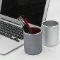 Aluminum Round Desk Pencil Holder Container Organizer Stationery Gift(Grey)
