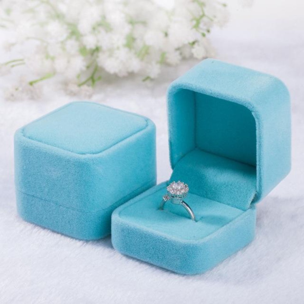 3 PCS Wedding Jewelry Accessories Square Velvet Jewelry Box Jewelry Display Case Gift Boxes Ring Earrings Box(Sky blue)