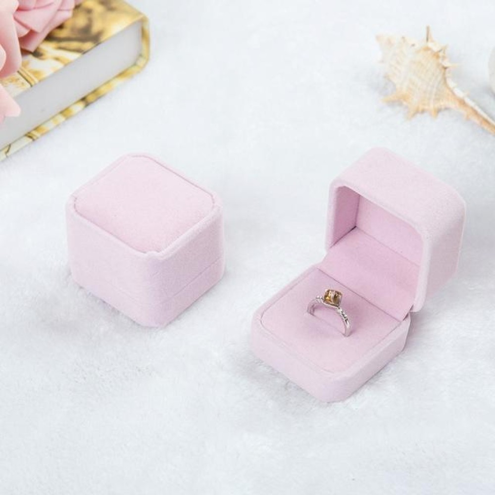3 PCS Wedding Jewelry Accessories Square Velvet Jewelry Box Jewelry Display Case Gift Boxes Ring Earrings Box(Pink)