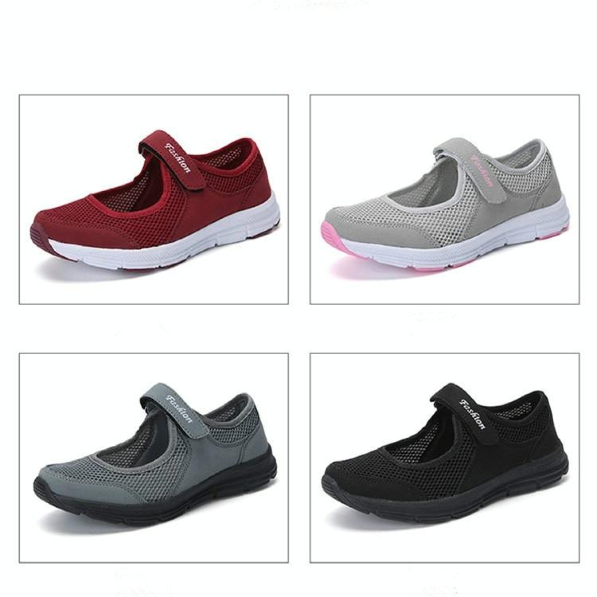 Women Casual Mesh Flat Shoes Soft Sneakers, Size:35(Dark gray)