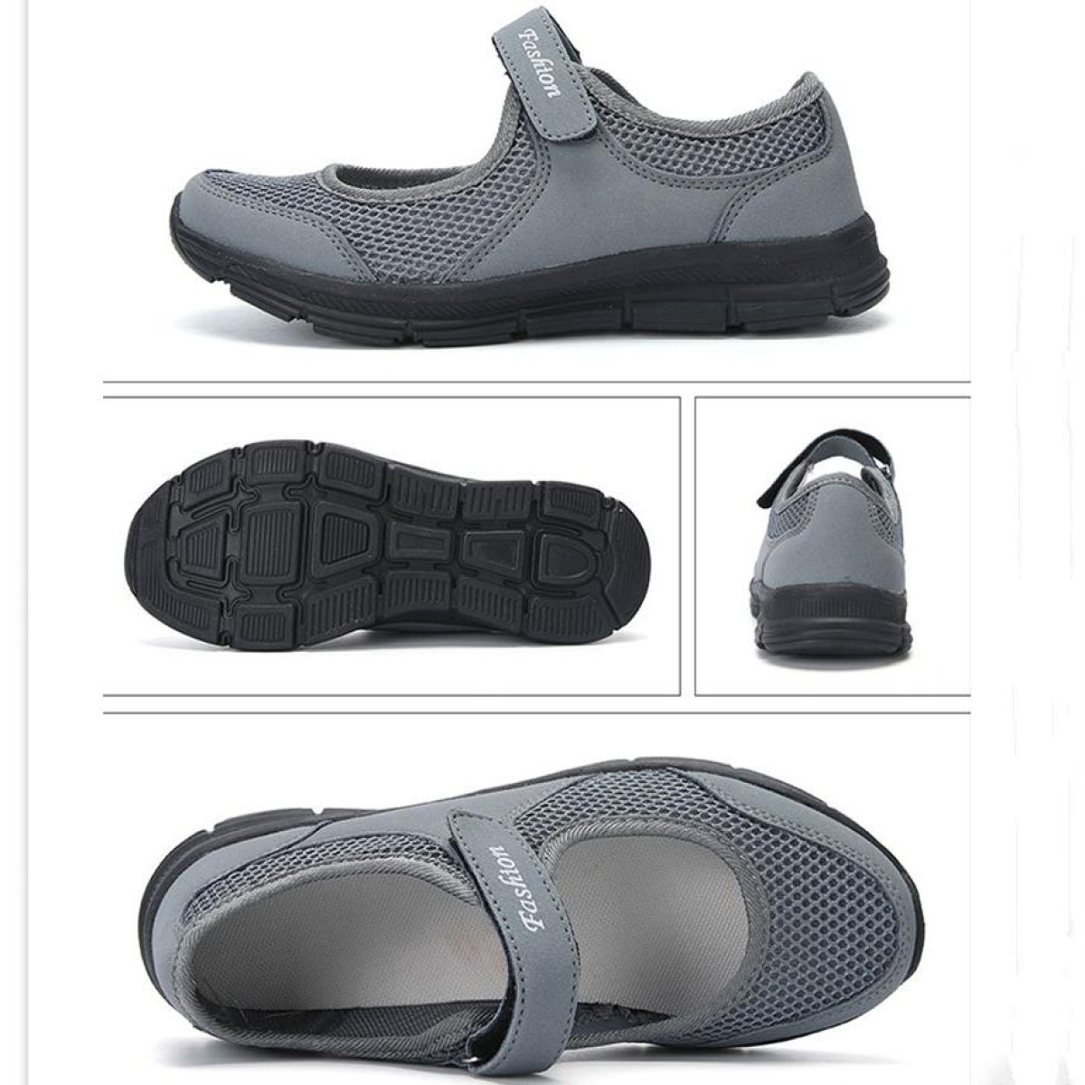 Women Casual Mesh Flat Shoes Soft Sneakers, Size:37(Dark gray)