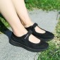 Women Casual Mesh Flat Shoes Soft Sneakers, Size:38(Black)