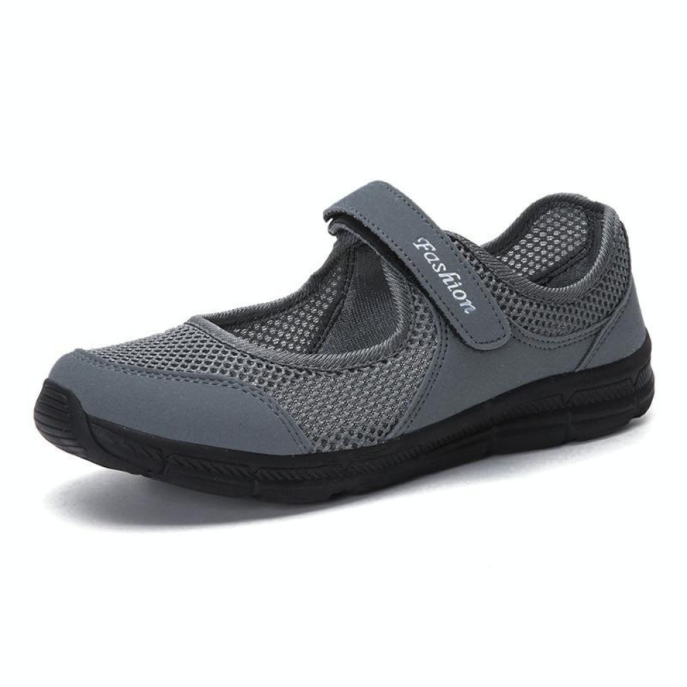 Women Casual Mesh Flat Shoes Soft Sneakers, Size:38(Dark gray)