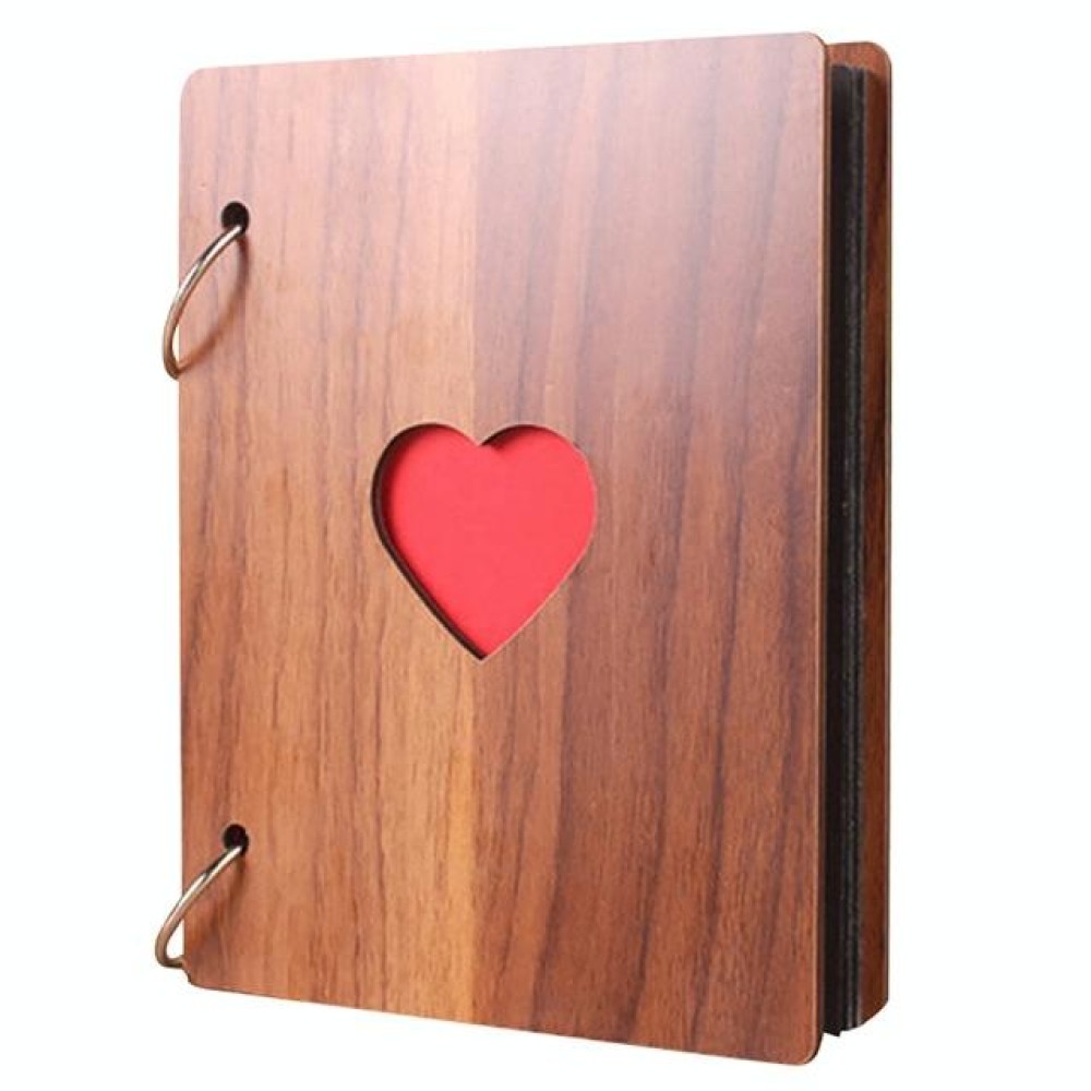6 inch 32 Pages Wooden Photo Album Baby Growth Memory Life Photo Record Book(Brown)