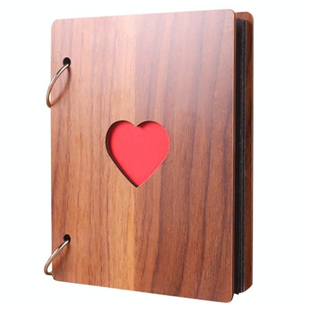 6 inch 32 Pages Wooden Photo Album Baby Growth Memory Life Photo Record Book(Brown)