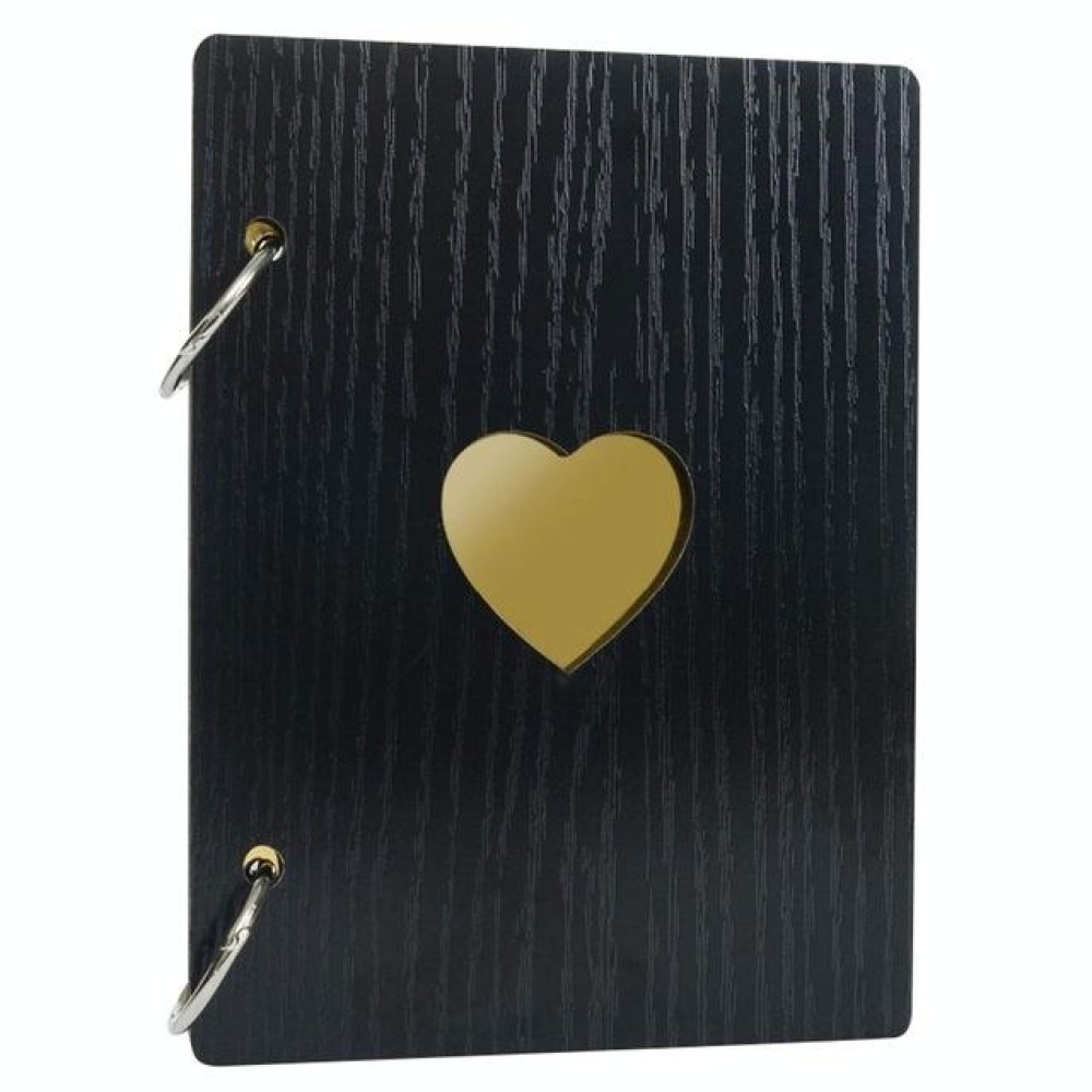 6 inch 32 Pages Wooden Photo Album Baby Growth Memory Life Photo Record Book(Black)