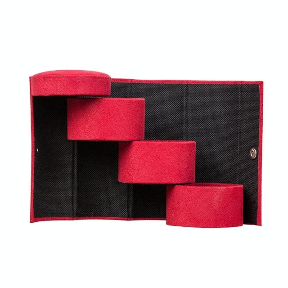 Fashion Cylindrical Rotation Ladder Jewelry Storage Holder Earring Organizer Box Case(Red)