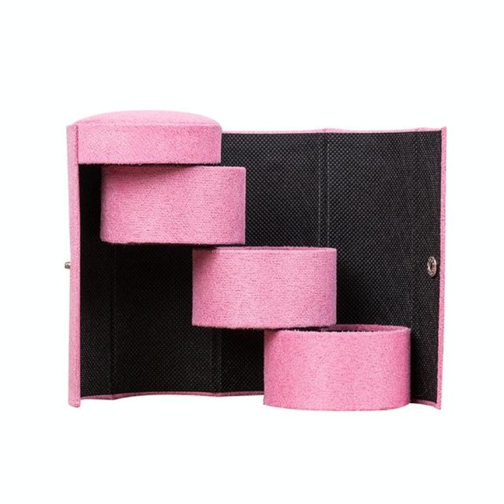 Fashion Cylindrical Rotation Ladder Jewelry Storage Holder Earring Organizer Box Case(Pink)