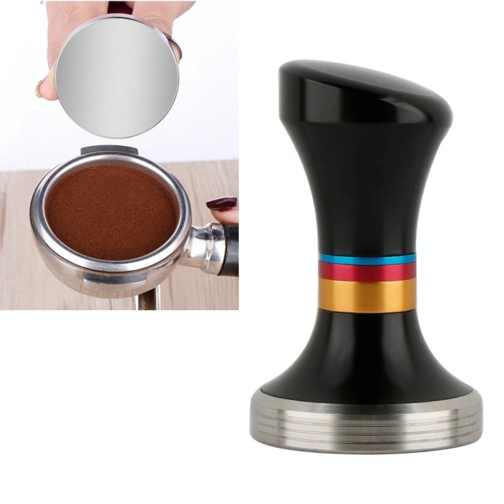 58mm CoffeeTamper Stainless Steel Coffee Powder Hammer Flat Base Powder Press(Black)