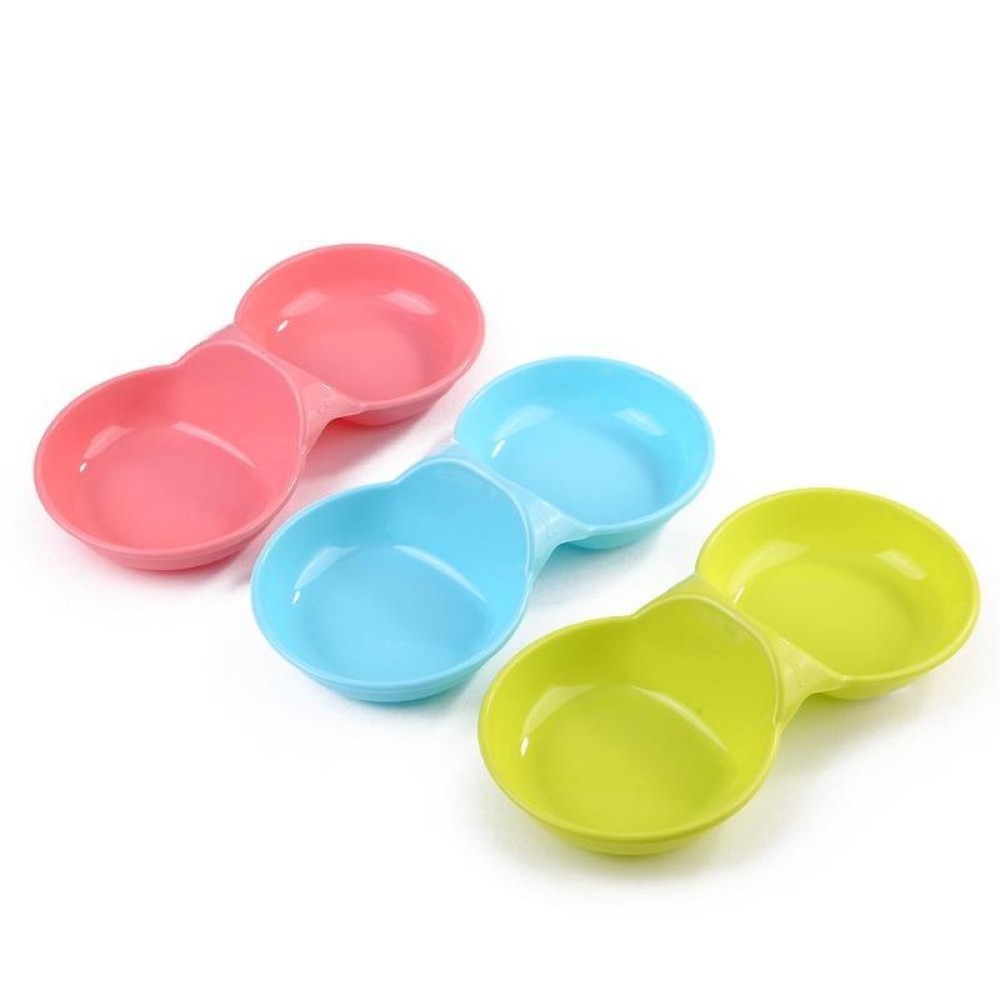 Durable Candy-colored Plastic Pet Double Bowl Cat Dog Bowl, Random Color Delivery