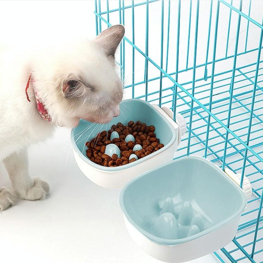 Dog and Cat Anti-choke Feeding Water Hanging Bowl Creative Plastic Pet Bowl, Style:Anti-choke(Blue)
