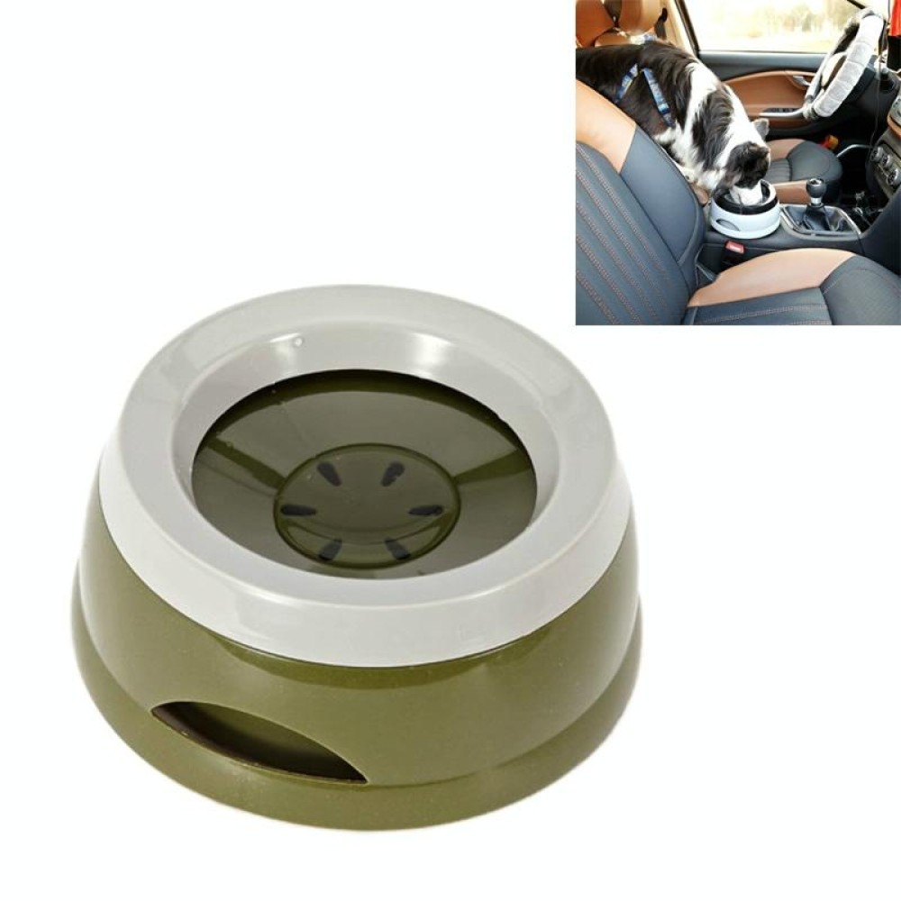 Pet Non-wet Mouth Splash-proof Drinking Fountain Dog Anti-overflow Car Bowl(Army Green)