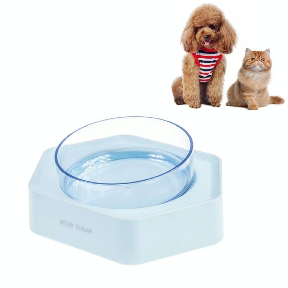 Pet Inclined Mouth Anti-tipping Dog and Cat Plastic Bowl Water Dispenser, Style:Single Bowl(Blue)