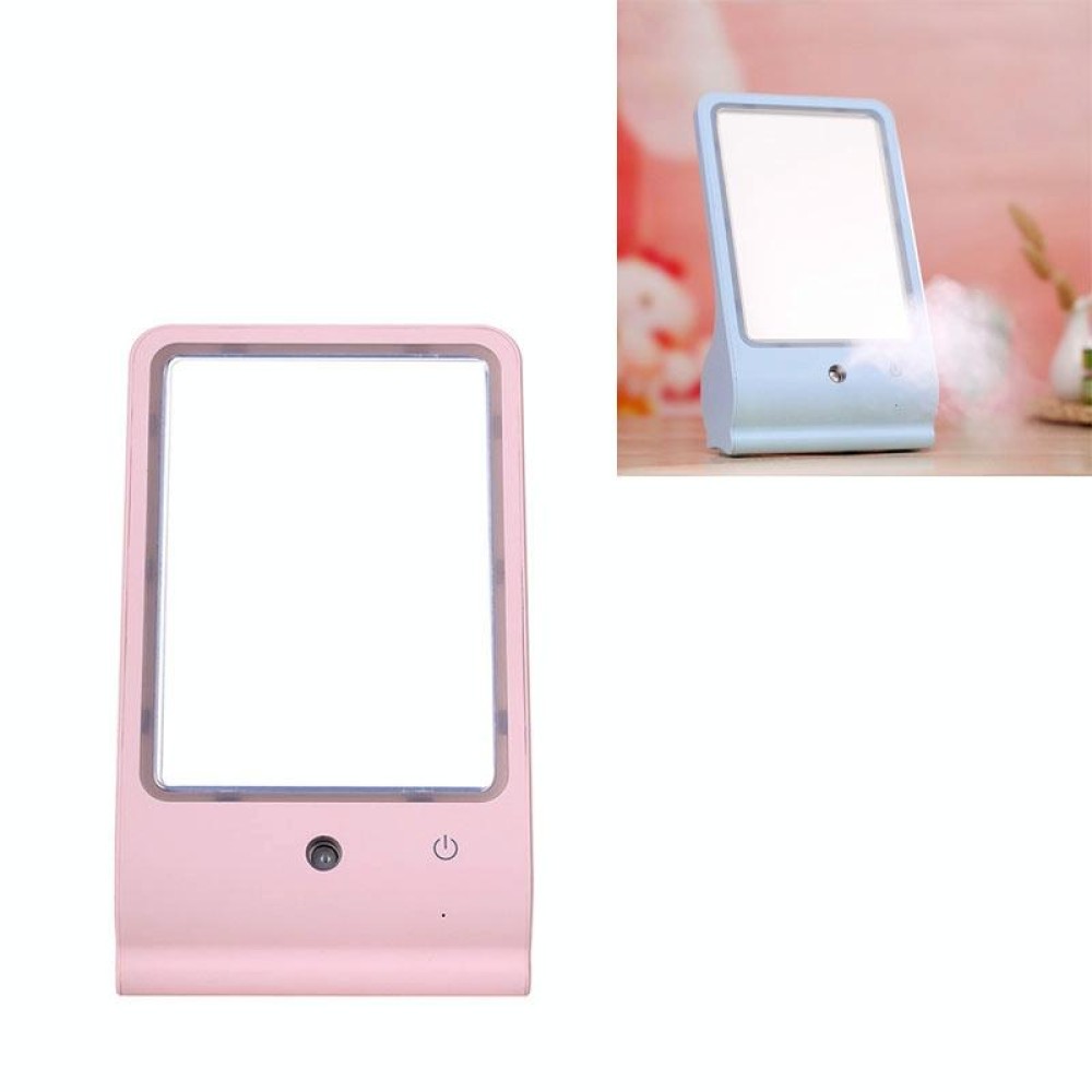 USB Desktop Dressing Mirror LED Table Lamp Portable Nano Spray Beauty Moisture Apparatus Automatic Alcohol Sprayer (Pink)