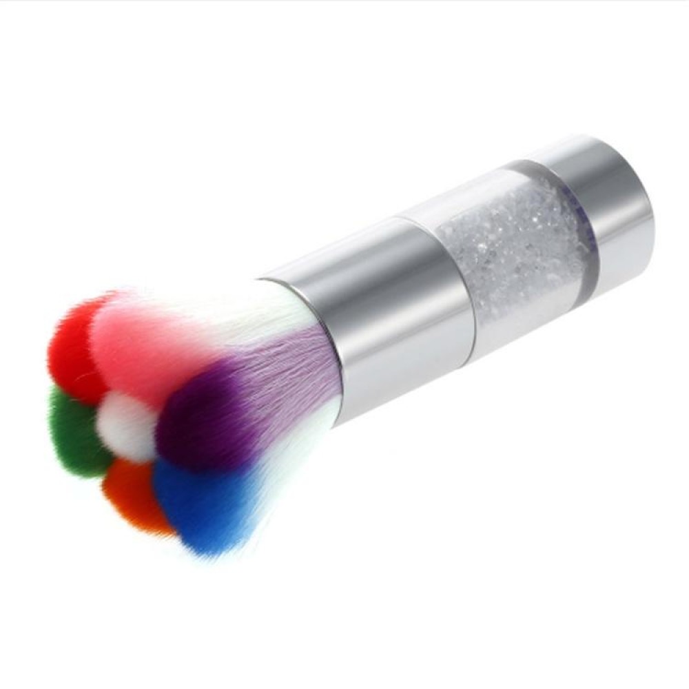 Rainbow Rhinestone Nail Brush Dust Cleaning Brush Nail Tools(Silver)