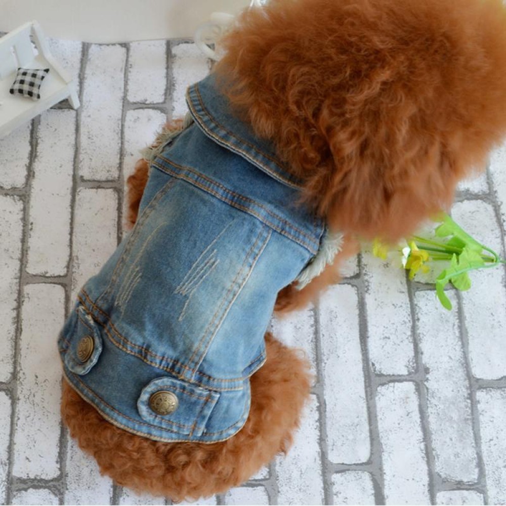 Retro Personality Denim Small Vest Pet Dog Clothes Pet Jacket, Size:L(Light Blue)