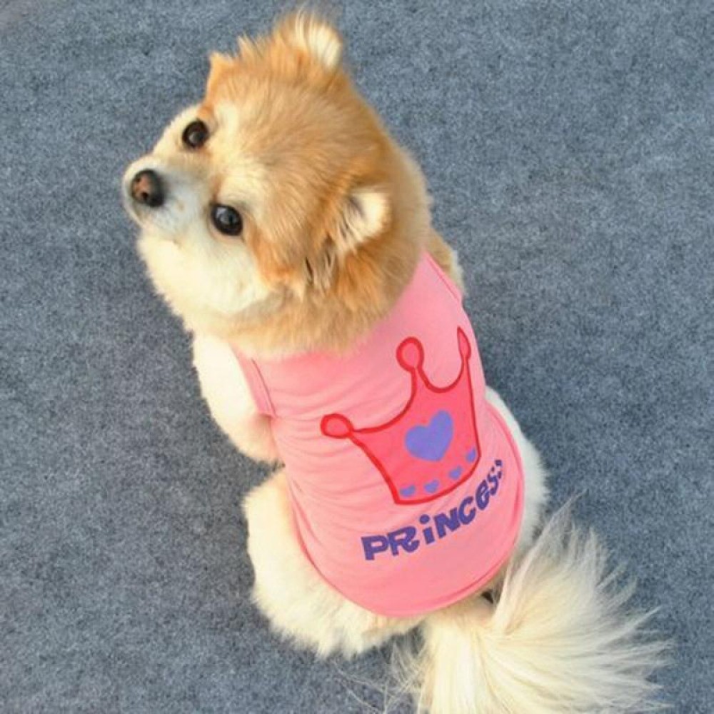 Cute Little Pet Dog Clothes Crown Vest Pet Clothes, Size:XS(Pink)