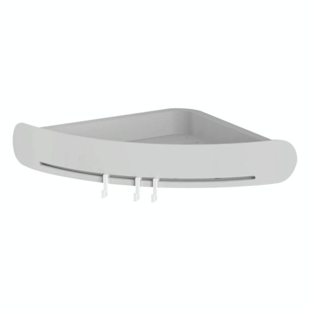 Bathroom Bath Rack Wall-mounted Punch-free Triangle Plastic Storage Basket(Light Grey)