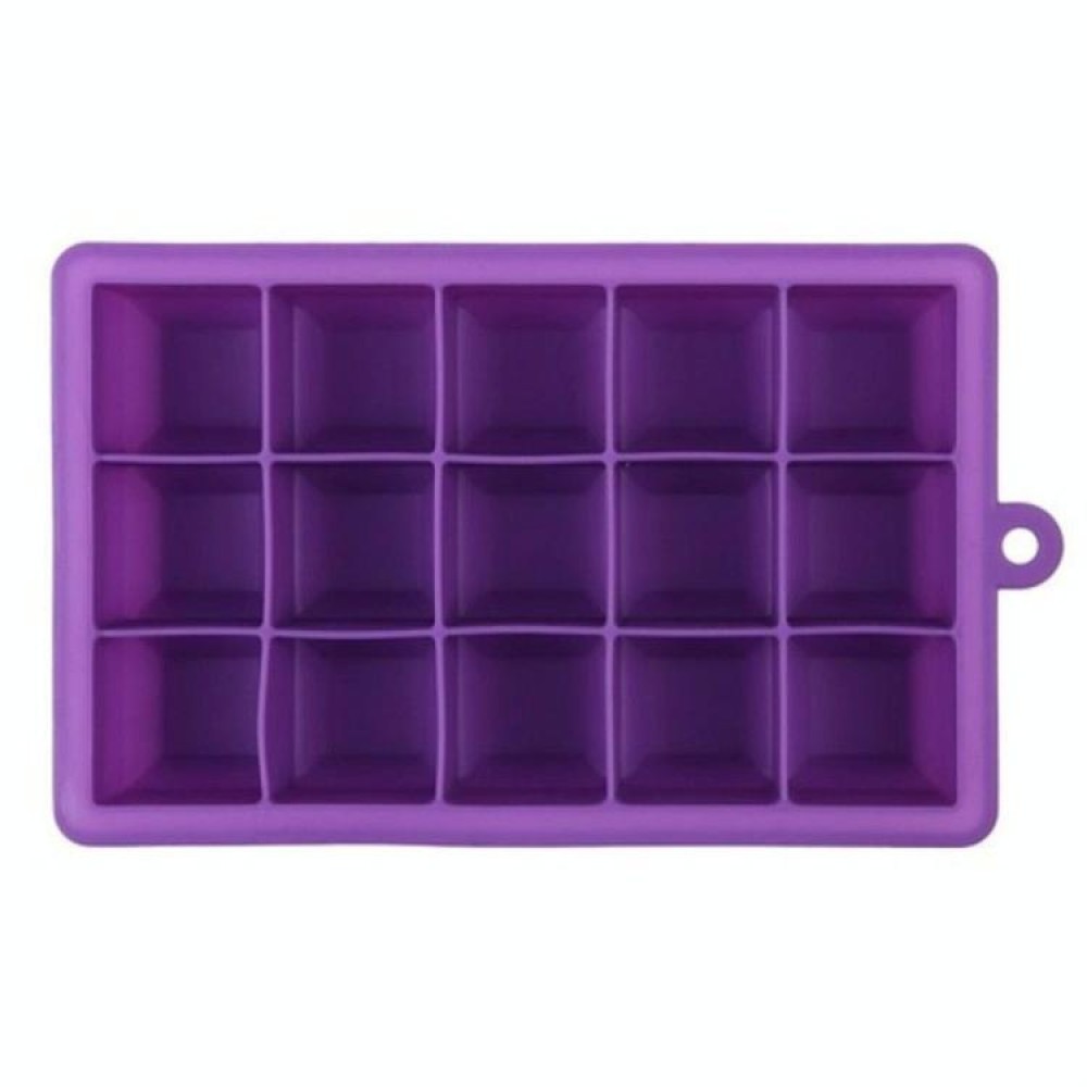 15 Grids DIY Big Ice Cube Mold Square Shape Silicone Ice Tray Fruit Ice Cream Maker(Purple)