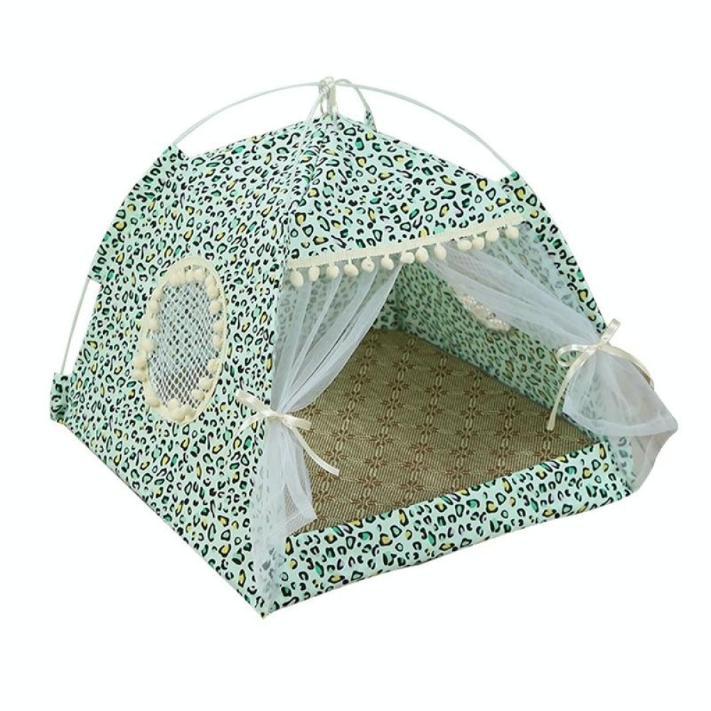 Four Seasons Universal Cat Small Dog Tent Removable and Washable Cat Litter Pet Nest, Size:M(Leopard Grain Green)