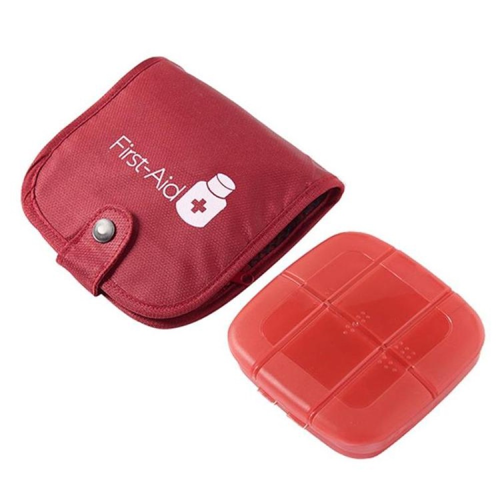 Portable Pill Medicine Storage Box Travel Pill Case Bag Organizer, Color:Red Medicine Box + Medicine Bag