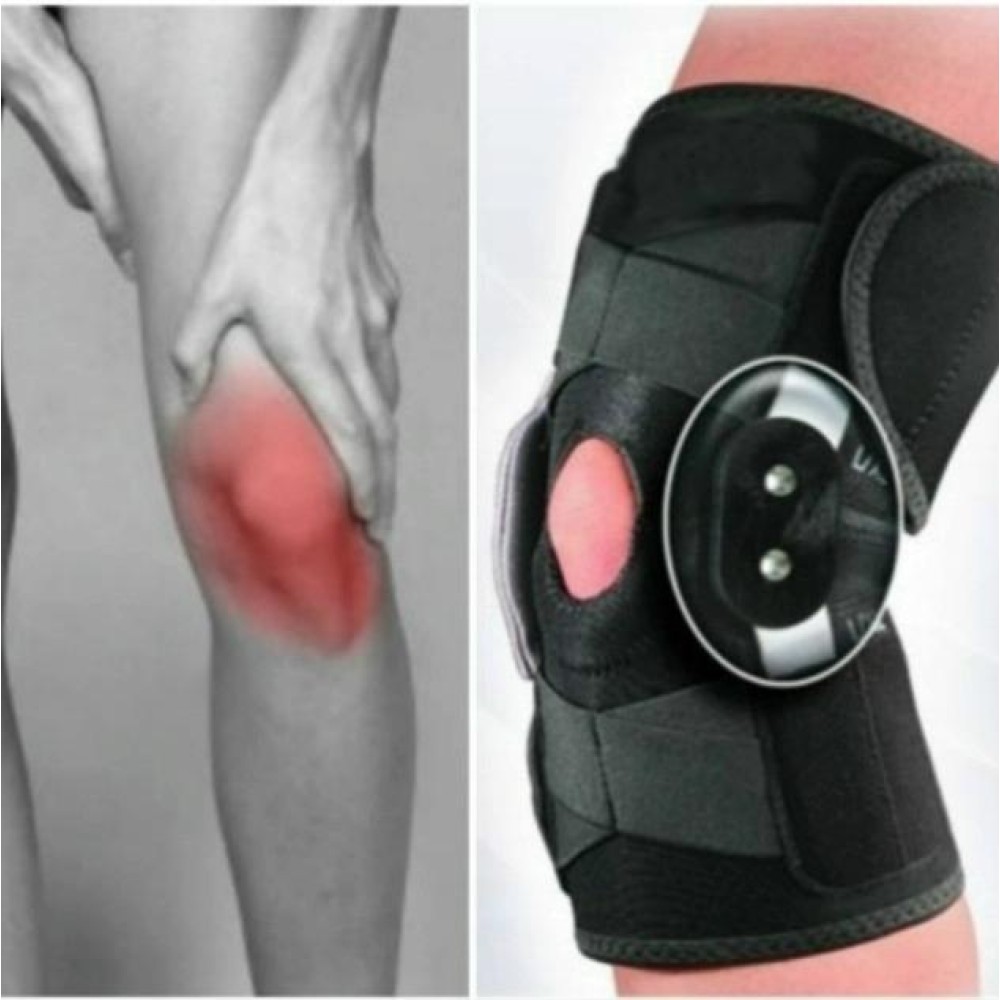 Adjustable Paste Type Breathable Sports Knee Protector with Aluminum Bracket(Black)