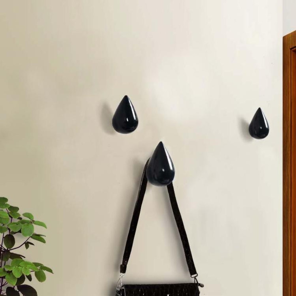 Creative Water Droplets Wall Hooks Home Decoration Resin Mural 3D Coat Hook Single Hooks Wall Hanger, Size:Big Size(Black)