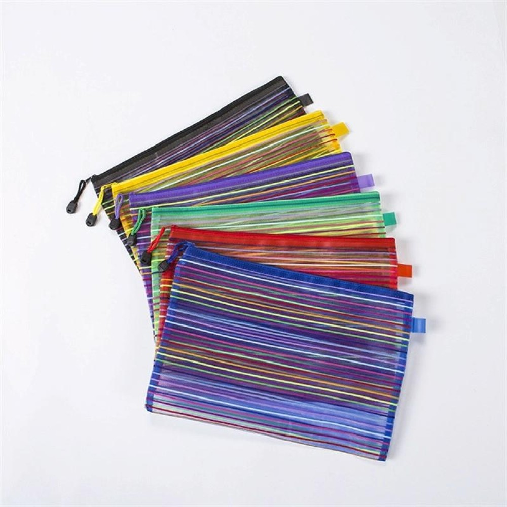 12 PCS Multicolor Plastic A5 Document Zip Up Mesh File Storage Bag, Size: 22x18cm