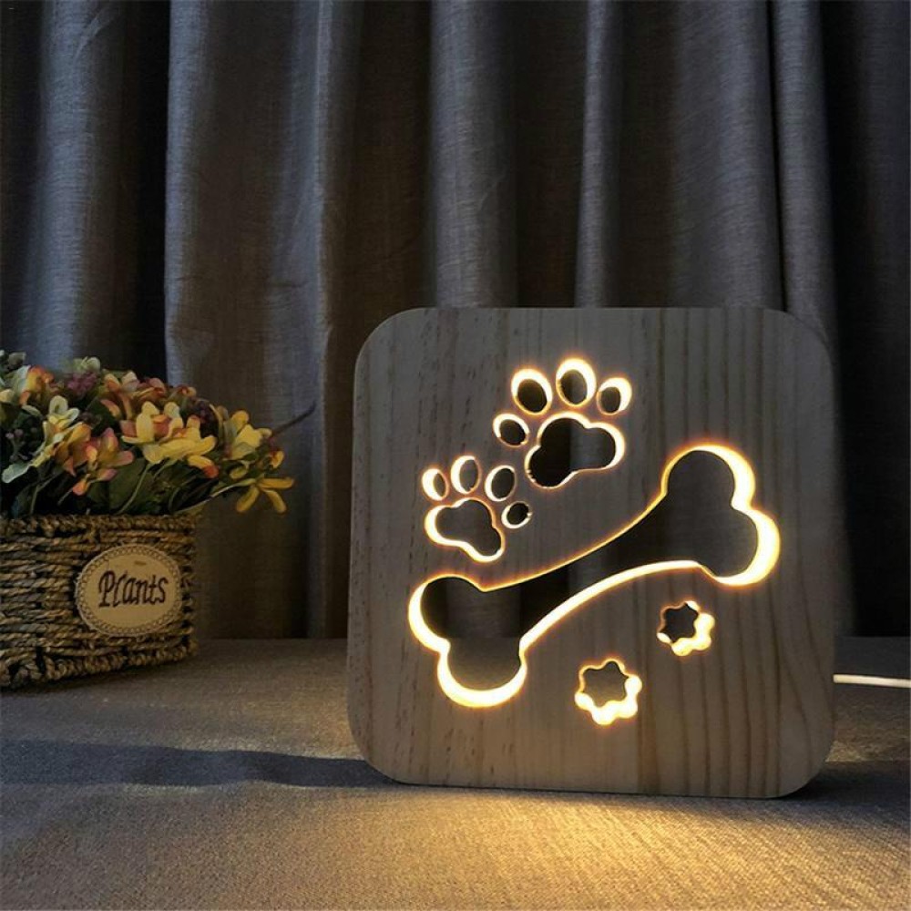 Creative Shape Wooden Night Lamp Bedroom Decoration Warm Light LED(Bones)