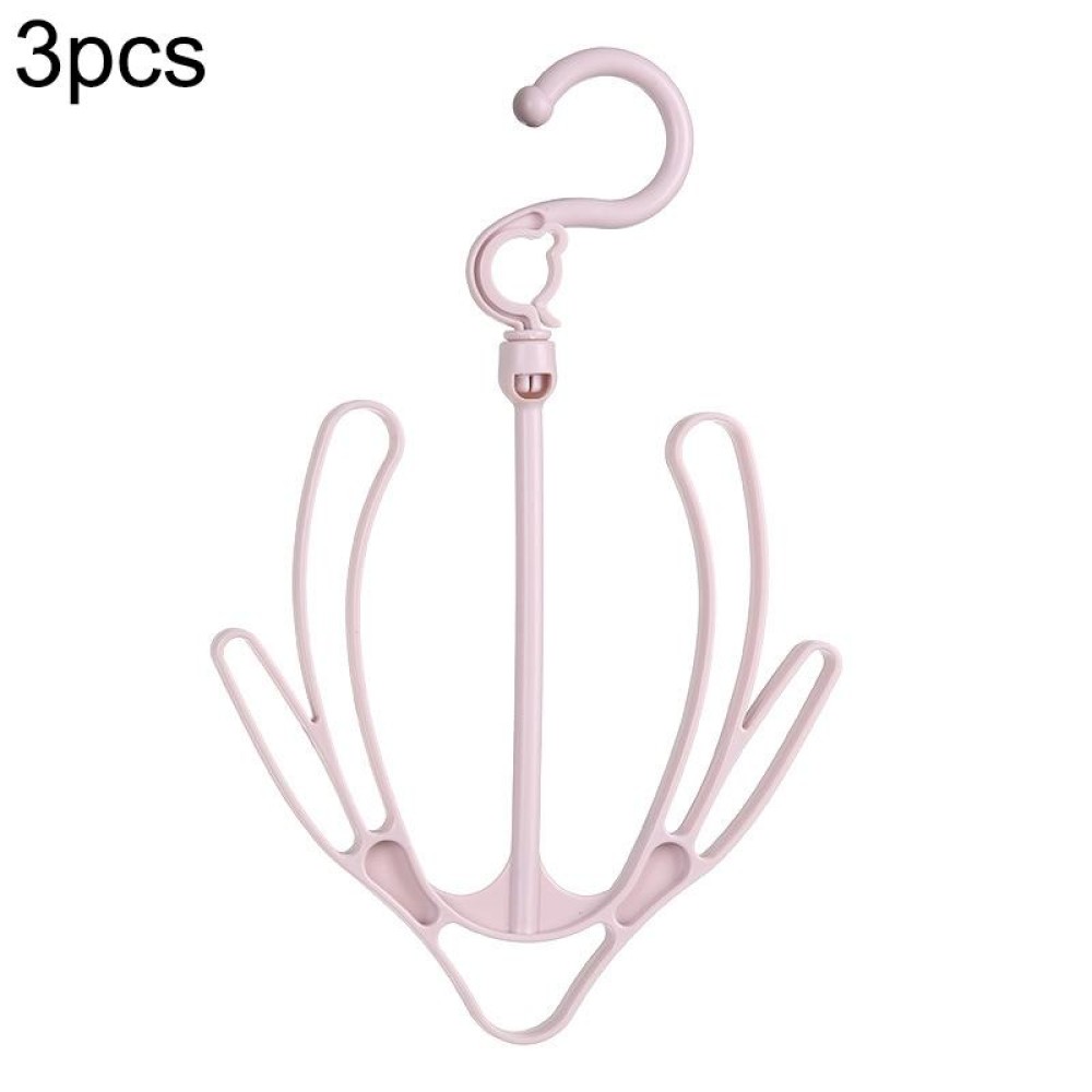 3pcs Creative Multi-function Outdoor Windproof Double Hook Hanging Shoe Rack Movable Thick Drying Rack(Pink)