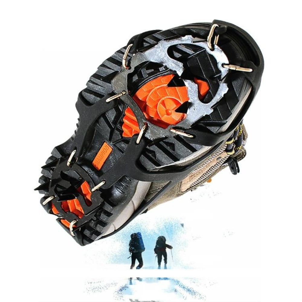 18 Teeth Silica Gel Steel Claw Ice Climbing on Foot Non-slip Mountaineering Foot Cover, One Pair(M (3742))