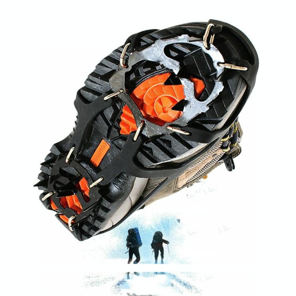 18 Teeth Silica Gel Steel Claw Ice Climbing on Foot Non-slip Mountaineering Foot Cover, One Pair(L (4346))