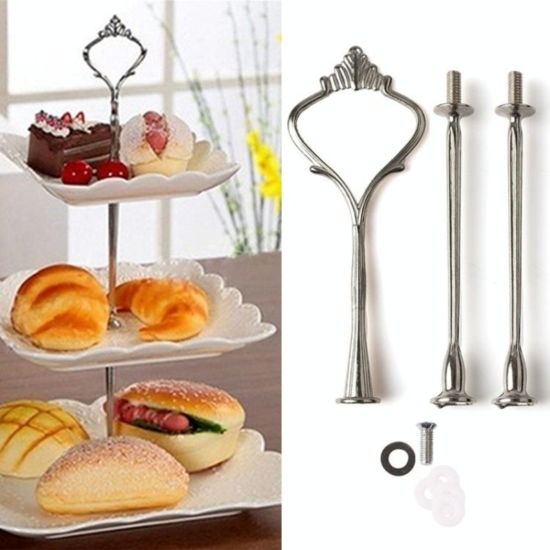 1 Set Sweets Candy Cupcake Tray Wedding Party Cake Display Stand Zinc Alloy Golden Tone cake stand(Silver)