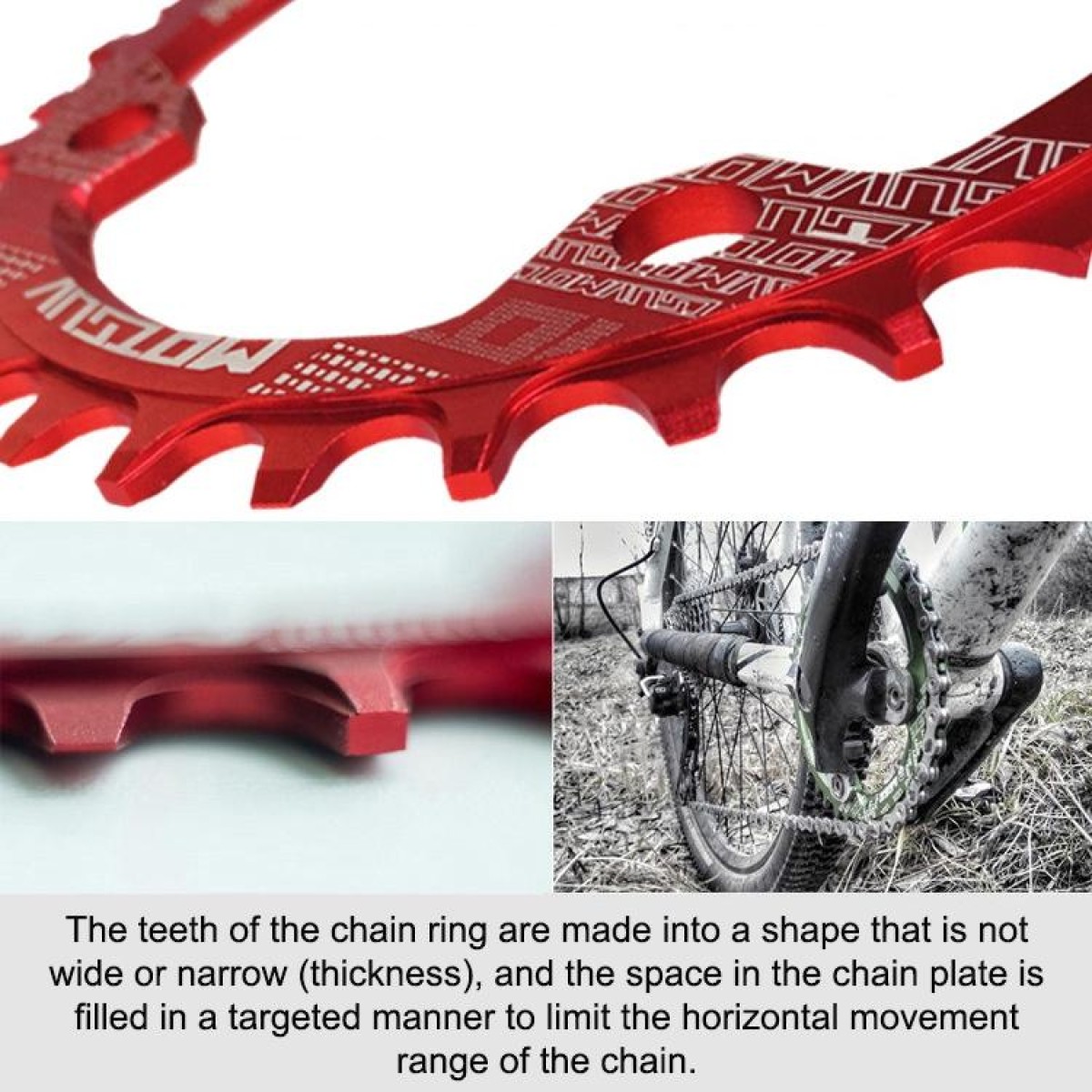 MOTSUV Narrow Wide Chainring MTB  Bicycle 104BCD Tooth Plate Parts(Red)