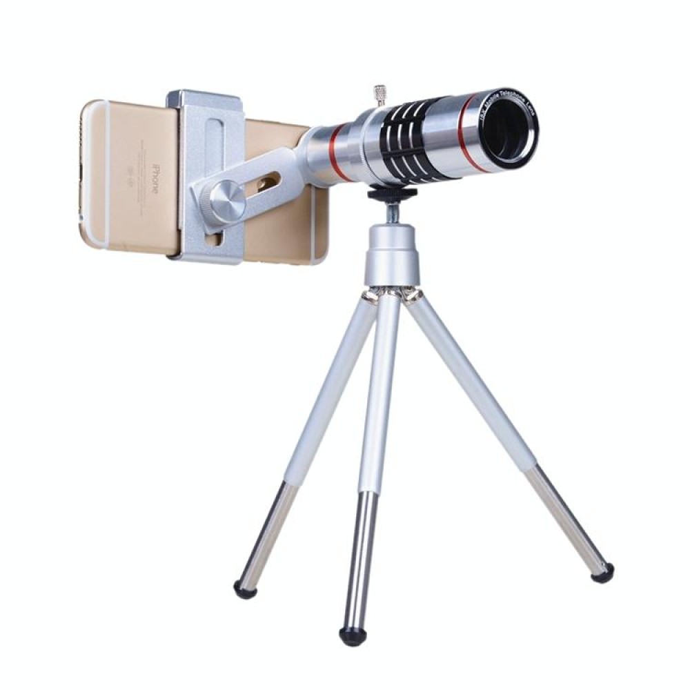 Outdoor Telescope Mobile Phone Accessories Shooting Telephoto Lens with Universal Metal Clip(12X)