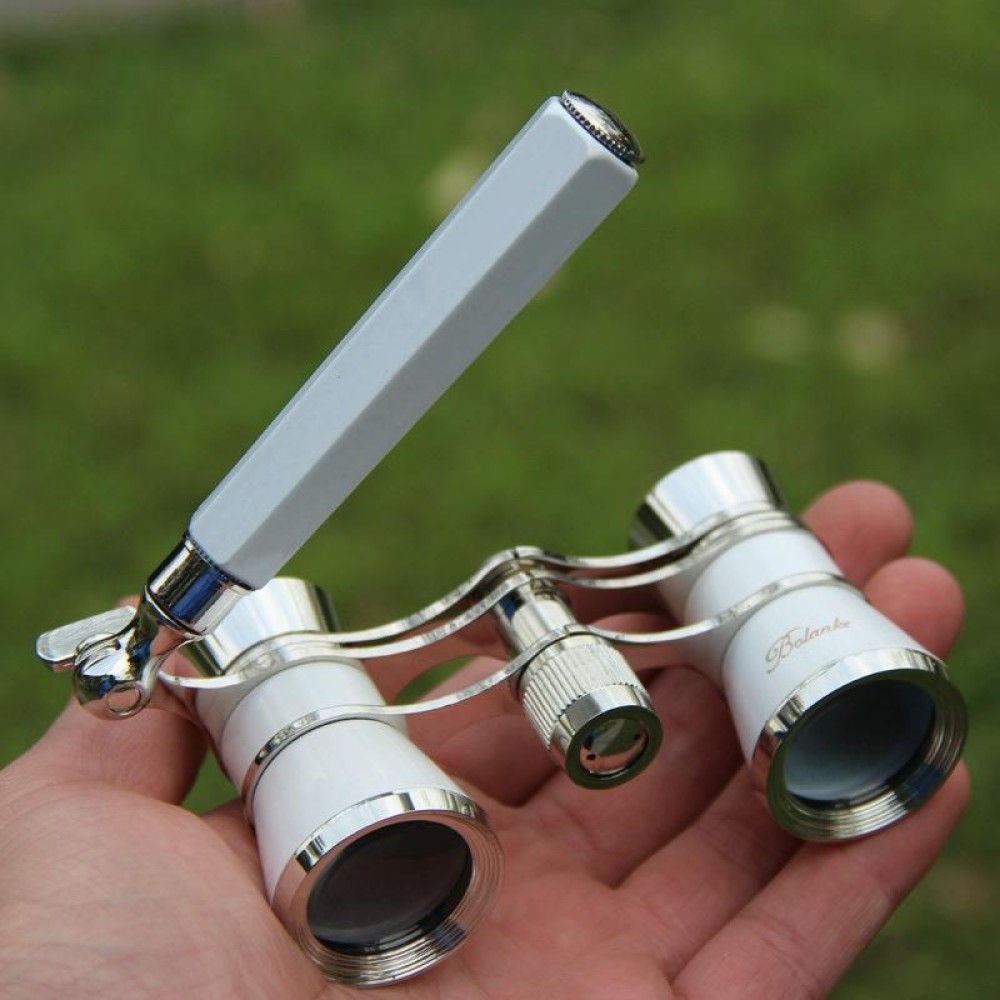 Metal 3 X 25 Lady With Handle Chrome Double Cylinder Telescope( Pearl white)