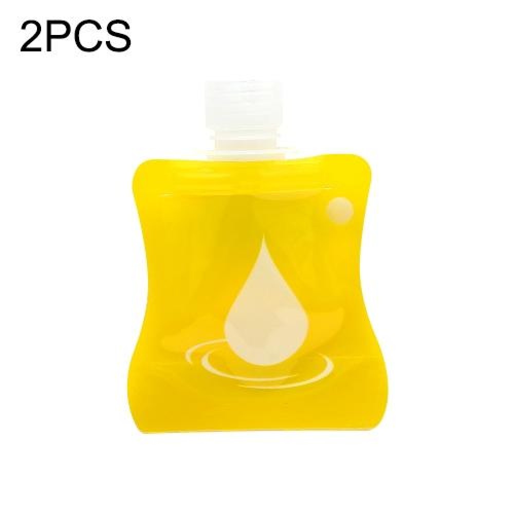 2 PCS Portable Silicone Lotion Bottle Hand Sanitizer Bottle Travel Soft Pack Shampoo Shower Gel Bottle(Water droplet yellow)