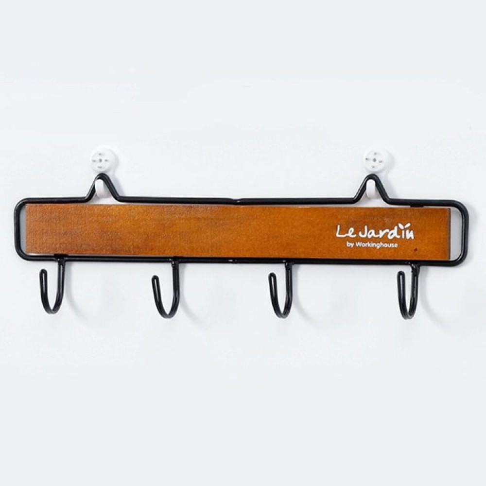 Creative Solid Wood Wrought Iron Hook Pastoral Vintage Door Coat Key Small Hanging Rack, Colour:  Small Hook Retro Color