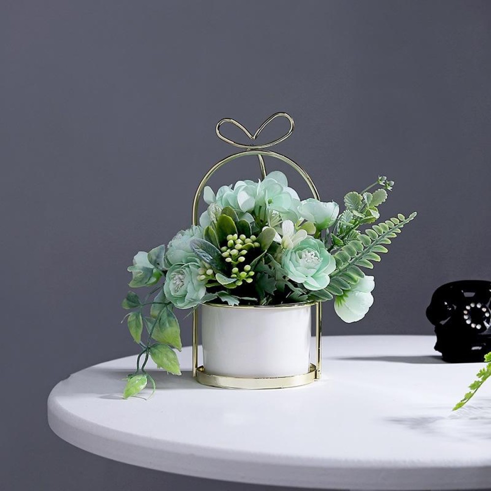 Wrought Iron Portable Frame Hydrangea Flower Pot Decoration Ornaments Home Study Office Wedding Decoration( Light Green)