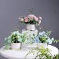 Wrought Iron Portable Frame Hydrangea Flower Pot Decoration Ornaments Home Study Office Wedding Decoration( Light Blue)