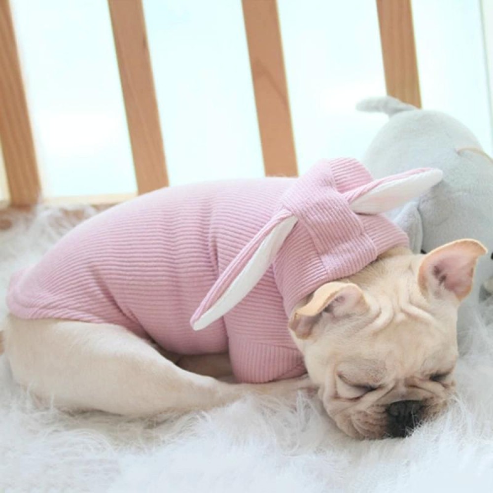 Comfortable Fashion Lovely Rabbit Ear Dog Teddy Pet Cat Sweatshirt, Size: M(Pink)