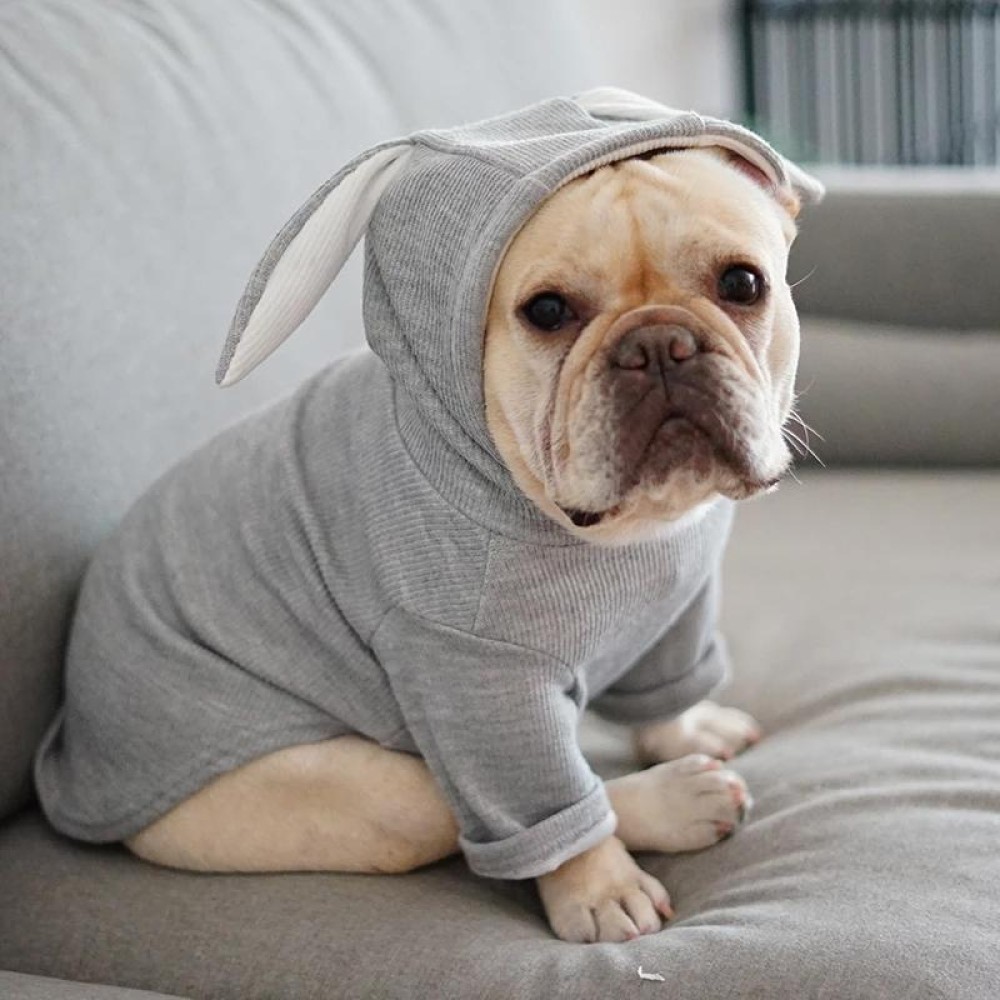 Comfortable Fashion Lovely Rabbit Ear Dog Teddy Pet Cat Sweatshirt, Size: XL(Gray)