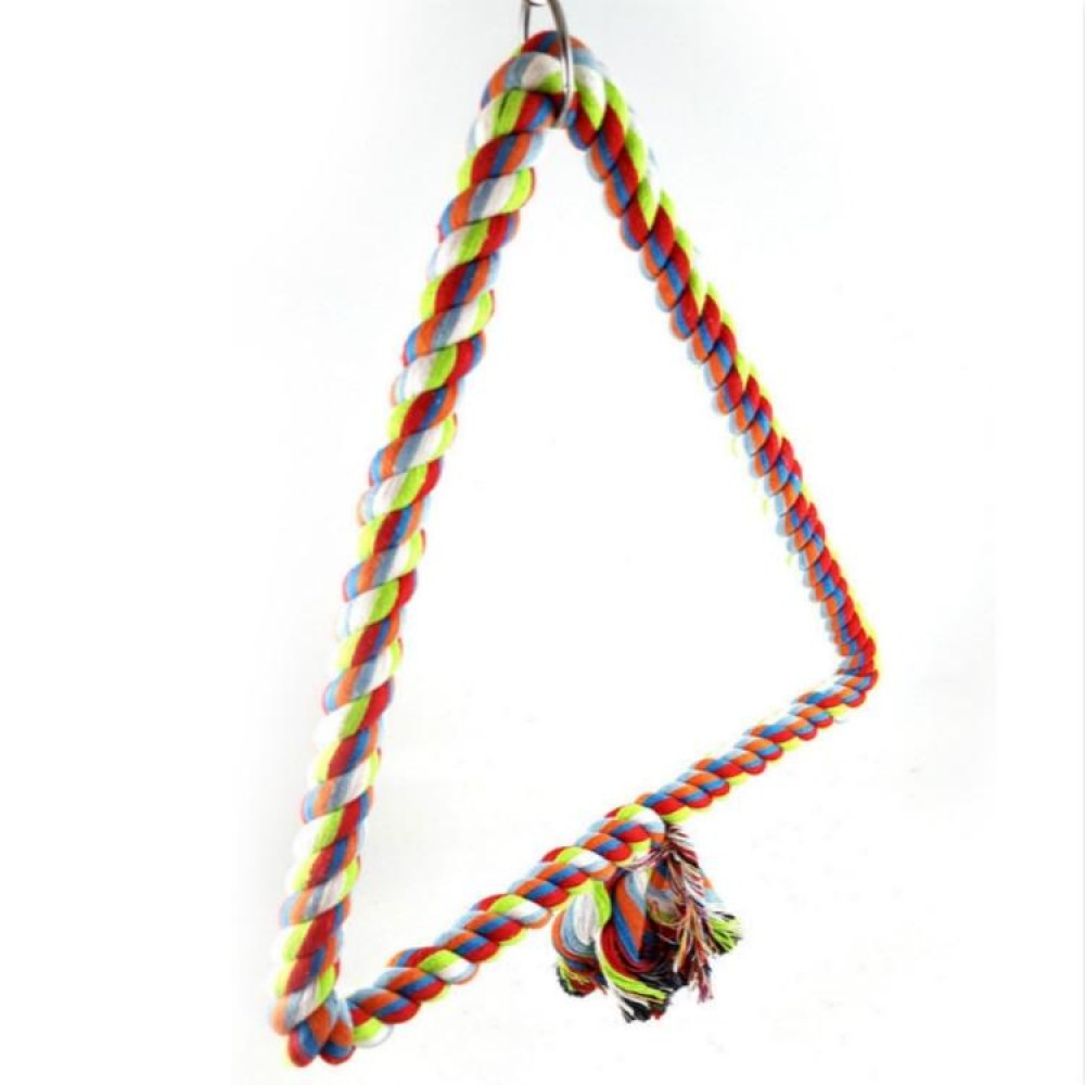 Colorful Cotton Rope Bird Perched Climbing Honed Triangle Cotton Rope Swing Toy, Size:15x18cm