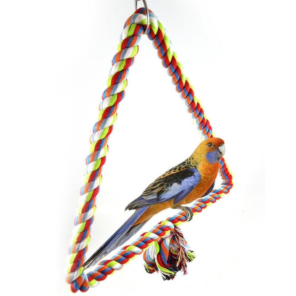 Colorful Cotton Rope Bird Perched Climbing Honed Triangle Cotton Rope Swing Toy, Size:15x18cm
