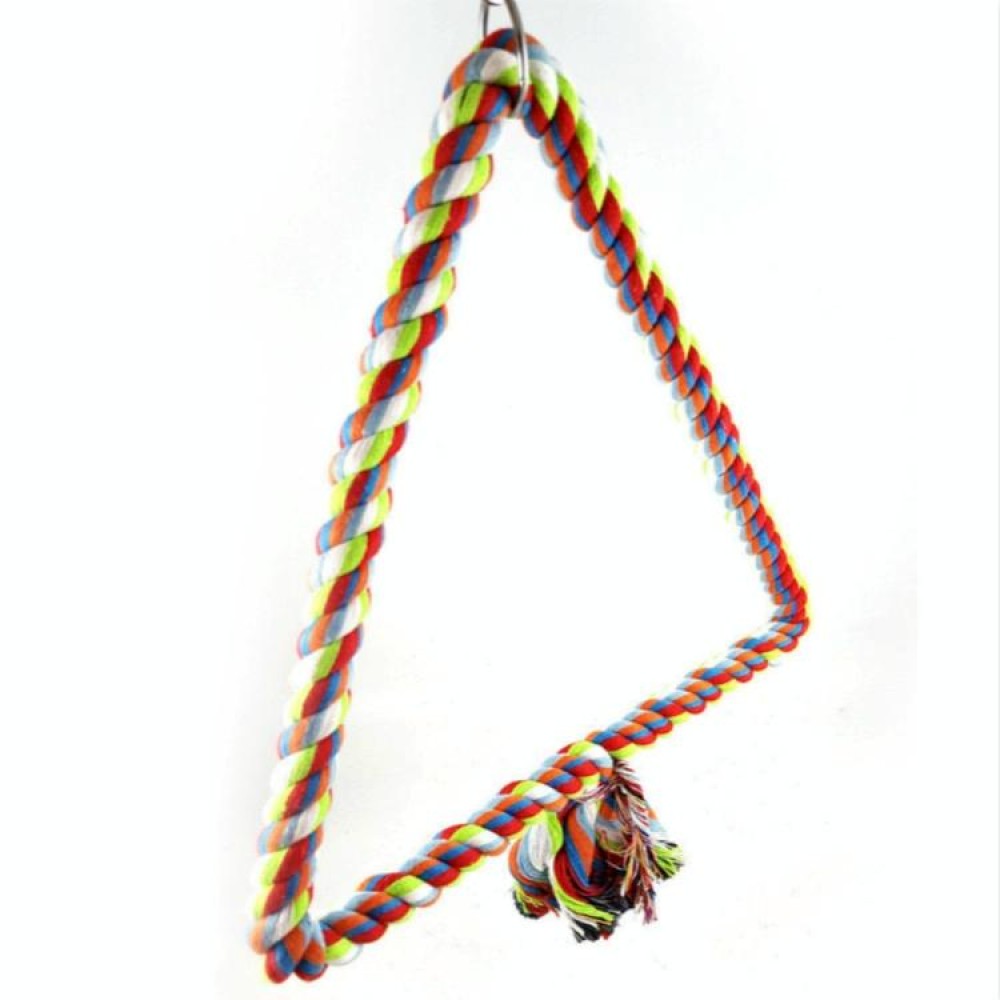 Colorful Cotton Rope Bird Perched Climbing Honed Triangle Cotton Rope Swing Toy, Size:25x28cm