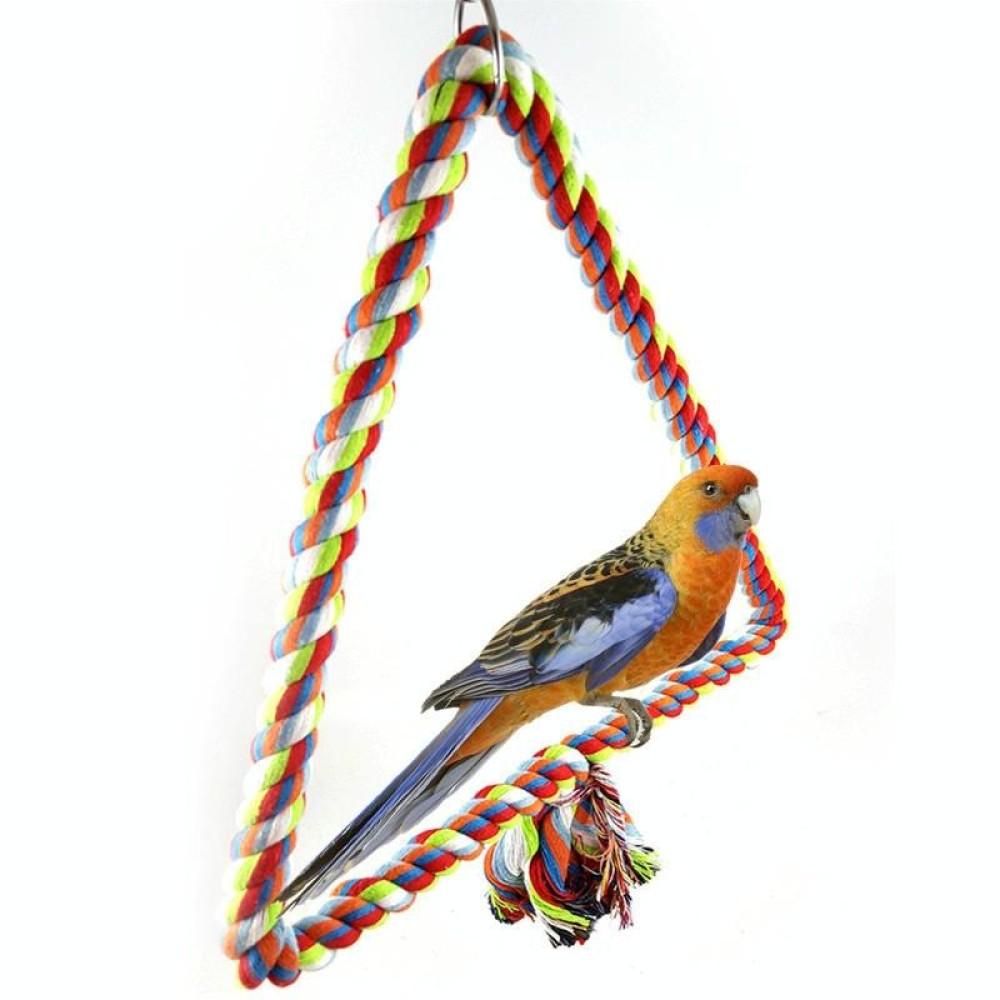 Colorful Cotton Rope Bird Perched Climbing Honed Triangle Cotton Rope Swing Toy, Size:25x28cm