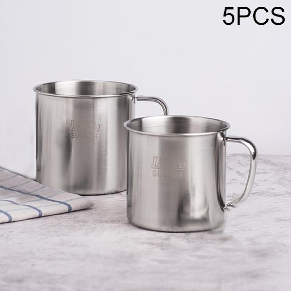 5 PCS Extra Thick 304 Stainless Steel Cup Children's Mouth Cup with Handle Cover Household adult Drinking Water Cup 7cm without cover